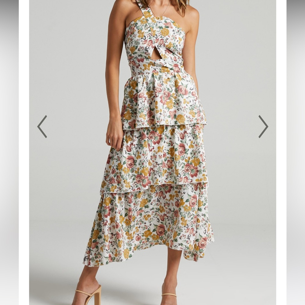 Floral One Shoulder Multitiered Dress
